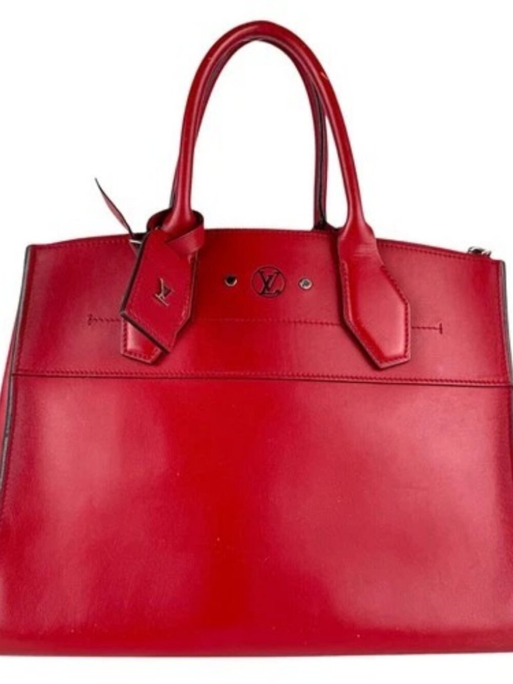 Auth LOUIS VUITTON City Steamer MM Handbag Shoulder Bag Red Leather M51027 z9099
